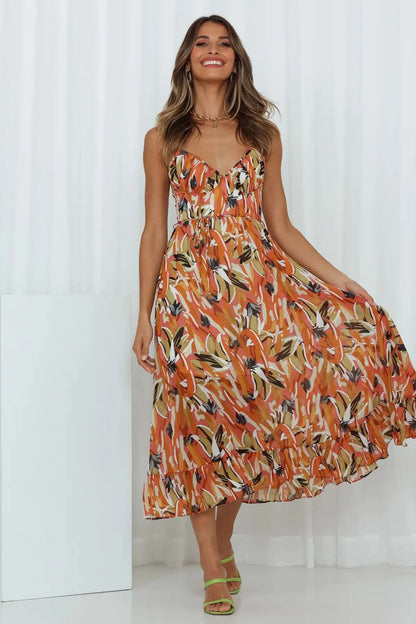Midi Zomerjurk Vrolijk Geprint Elegante Jurk voor Vrouw - StudioMarella
