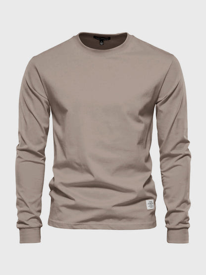 Heren Katoenen Longsleeve met Ronde Hals Comfortabel - StudioMarella
