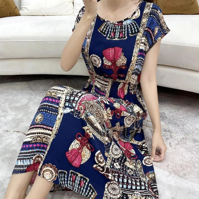 Lange Jurk met Geometrisch Patroon Zomerjurk Vrouw - StudioMarella