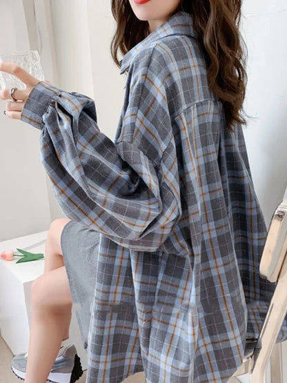 Dames Overhemd Plaid Herfst Mode Stijlvol