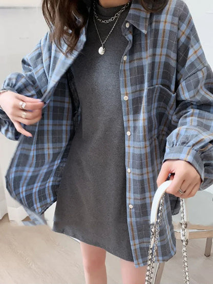 Dames Overhemd Plaid Herfst Mode Stijlvol