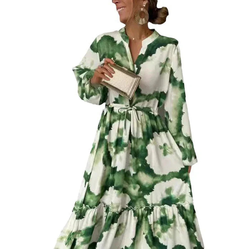 Groene Maxi Jurk Zomerjurk Lange Vrouwelijke Jurk