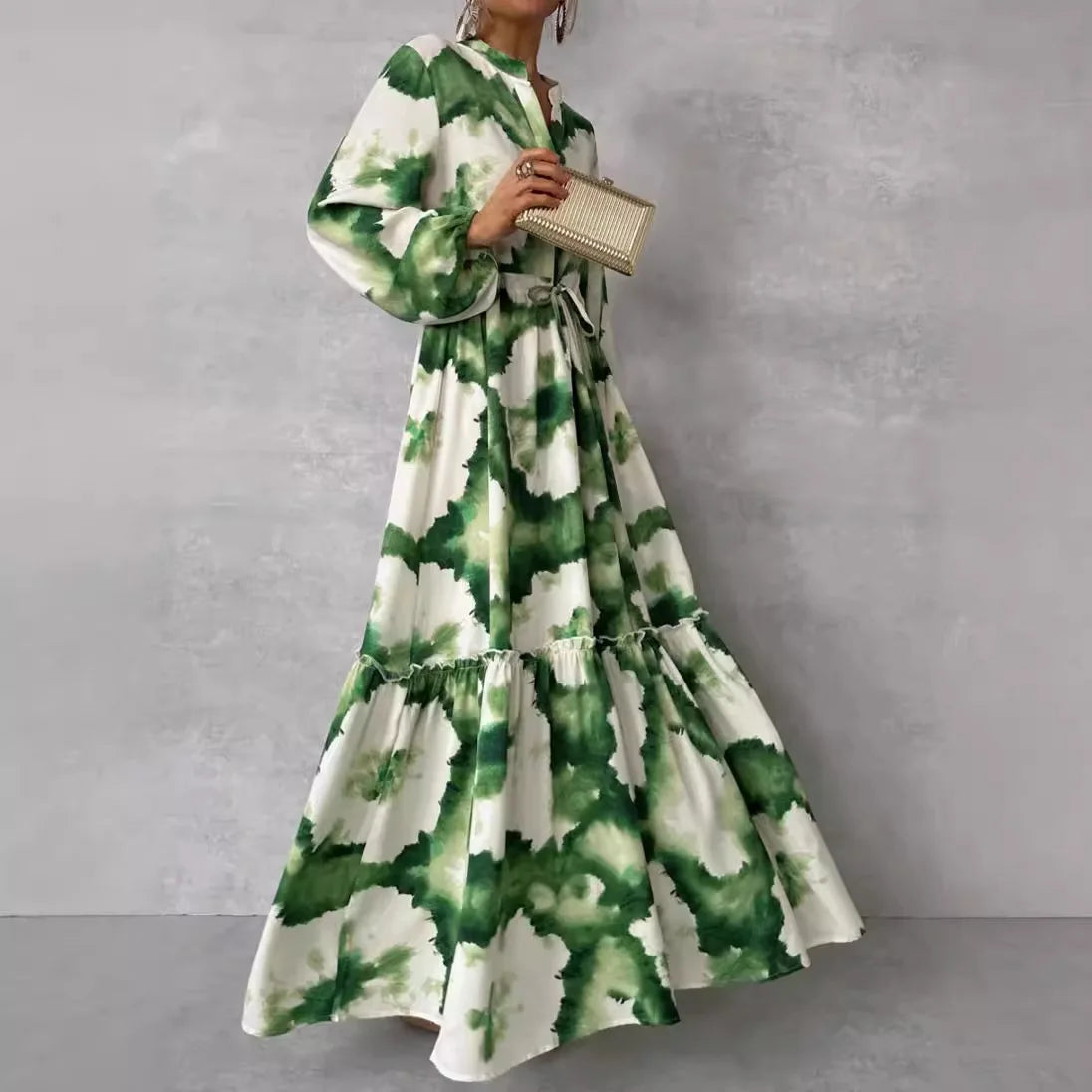 Groene Maxi Jurk Zomerjurk Lange Vrouwelijke Jurk