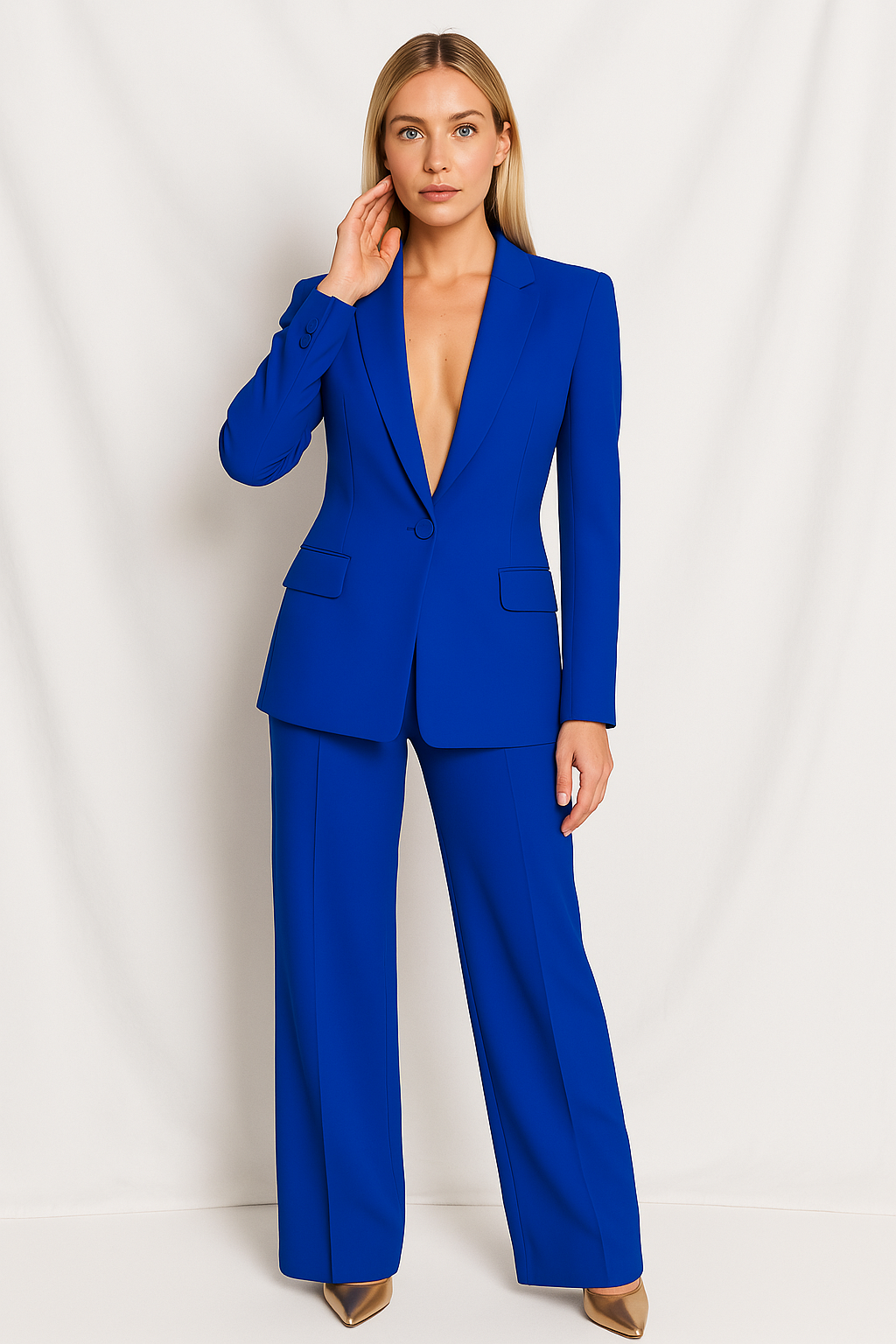Dames Blazer Broek Set Tweedelig Klassiek Zakelijke Pak