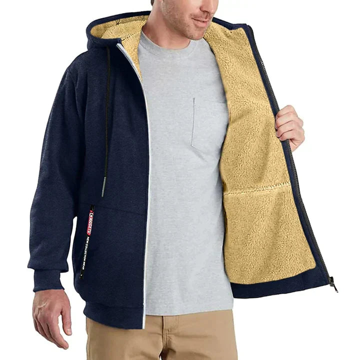 Heren Fleece Hoodie met Rits Warm en Zacht