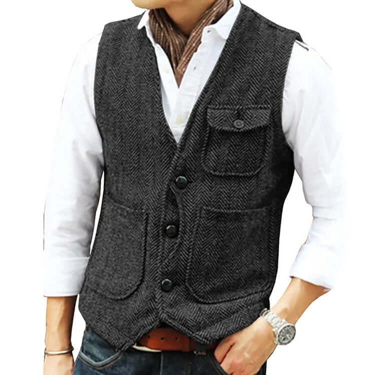 Heren Gilet Kasjmier Look Elegant Enkele Sluiting Comfortabel