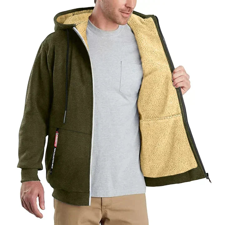 Heren Fleece Hoodie met Rits en Zachte Binnenvoering