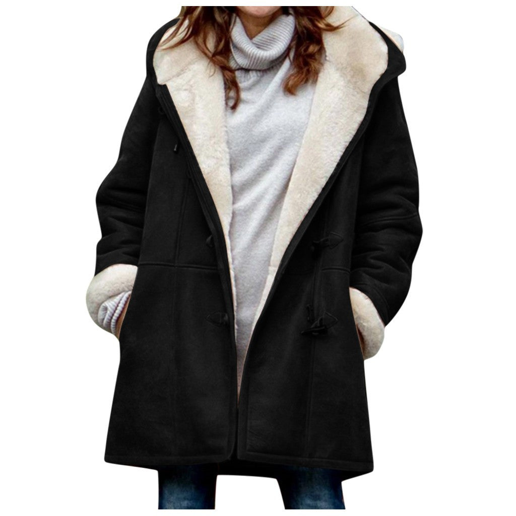 Dames Jas Warm met Sherpa Voering en Toggle Sluiting Beige