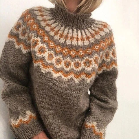 Dames Trui Gebreid Warm Nordic Stijl Elegante Look