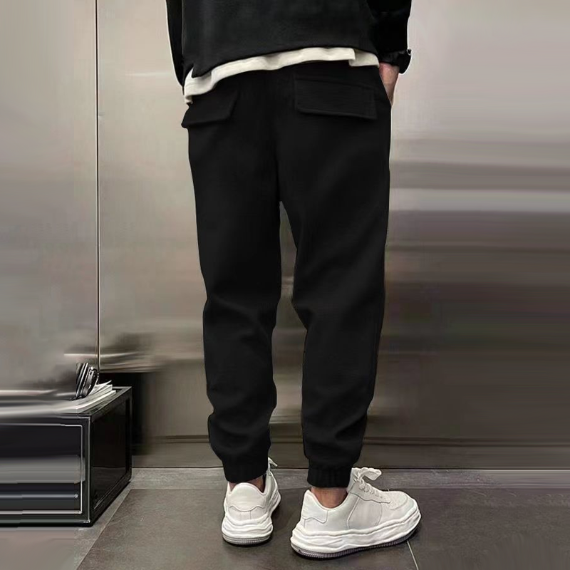 Herensportbroek Elastische Band Zwart Comfortabel Sportbroek