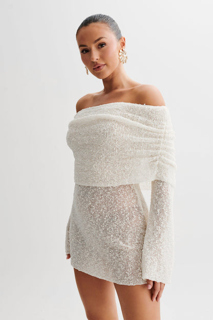 Gebreide Mini Jurk Off-Shoulder Elegante ZomerJurk - StudioMarella