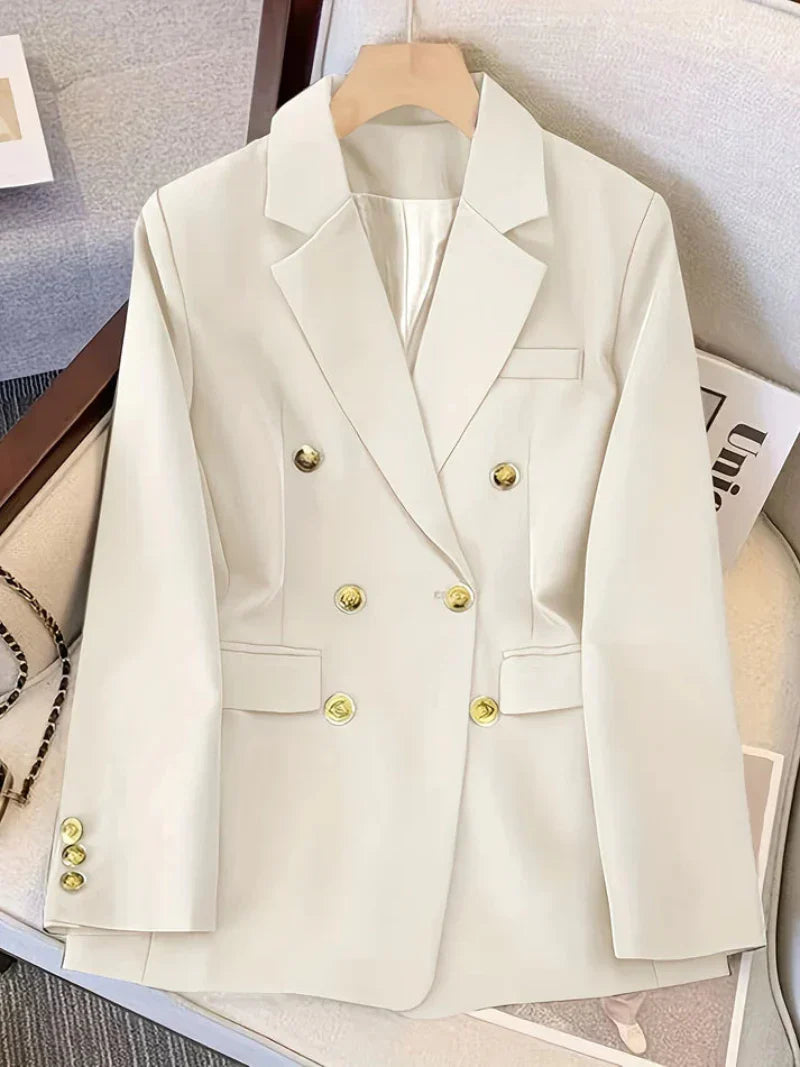 Damesblazer Slim Fit Gouden Knopen Elegant Zwart