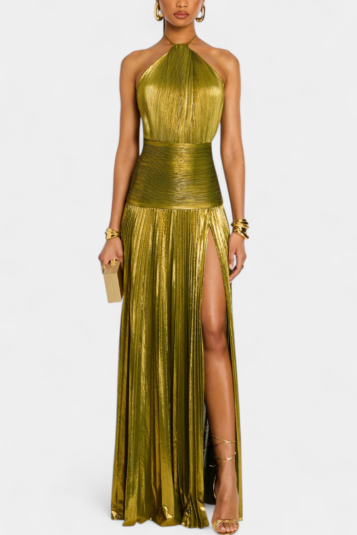 Dames Avondjurk Elegant Metallic Glans Jurkje - StudioMarella