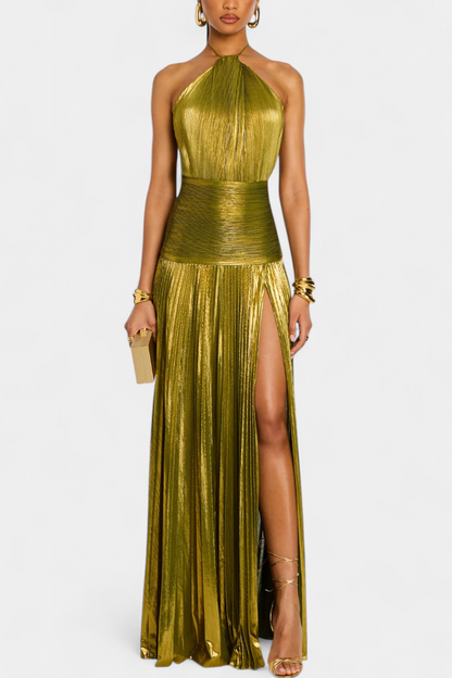 Dames Avondjurk Elegant Metallic Glans Jurkje - StudioMarella