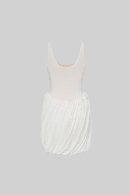 Witte Mini Jurk met Rok en Zijsplit Voor Vrouw