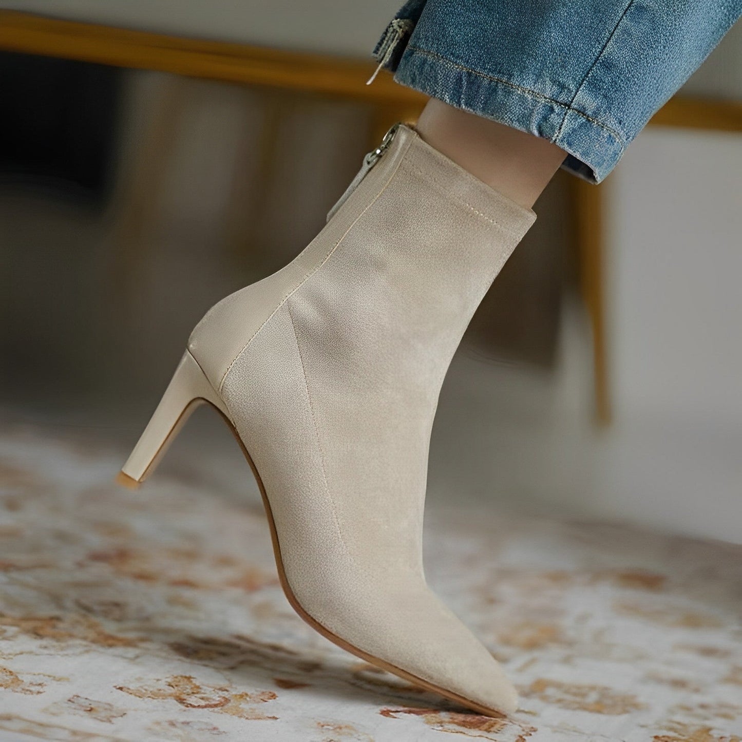 Dames Enkellaarzen Puntneus Elegante Stijl
