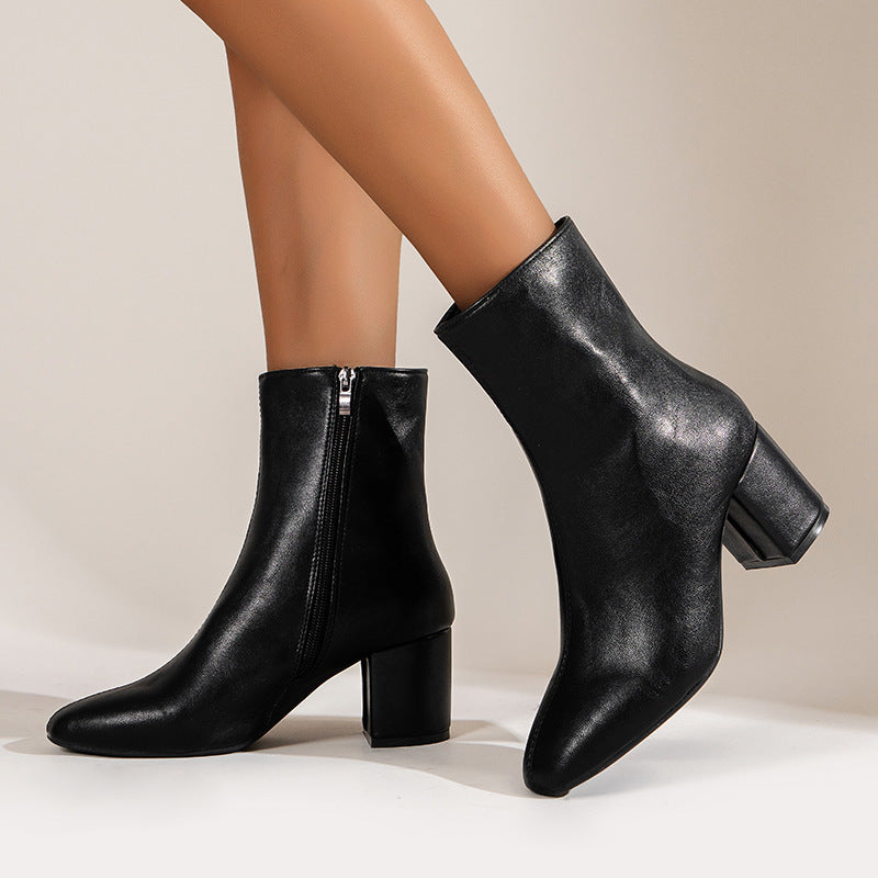 Enkellaarzen met Blokhak Elegante Stijl - StudioMarella