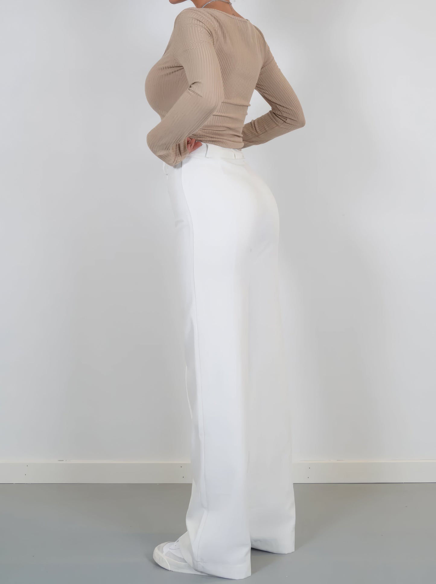 Dames High-Waist Pantalon Zwart Basic Rechte Pijpen