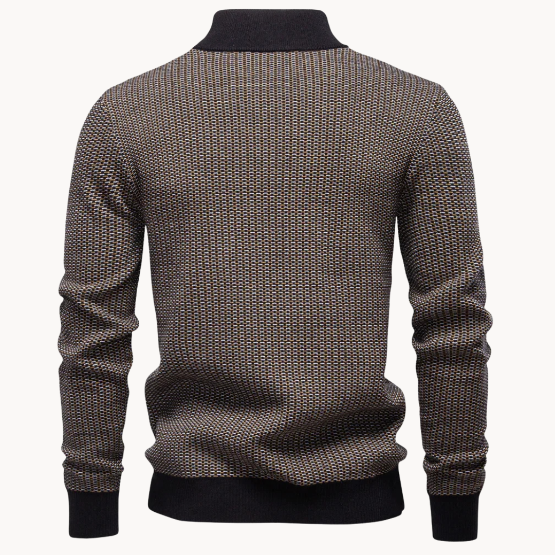Pullover met Textuur en Kwart Rits voor Heren