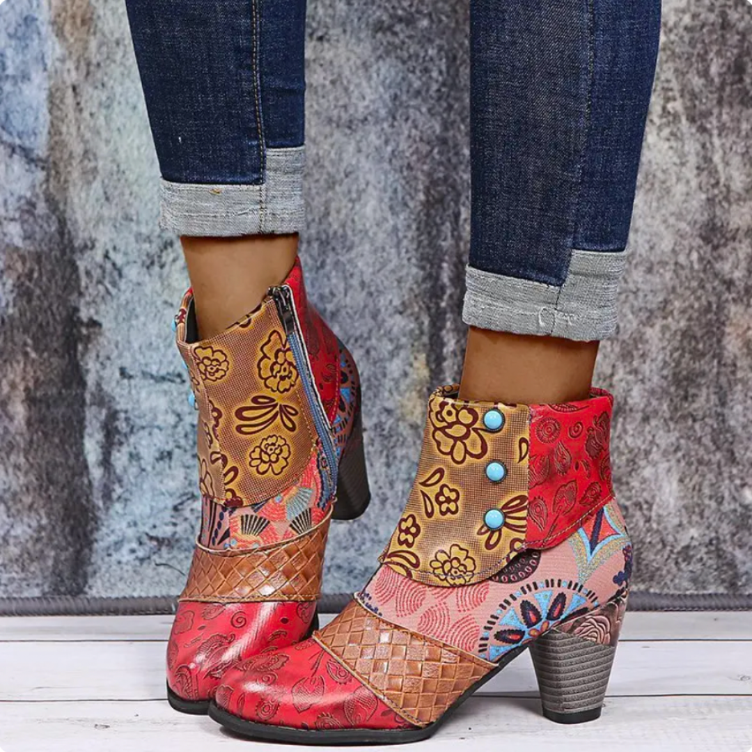 Boho Enkellaarsjes voor Vrouw Patchwork Stijl - StudioMarella