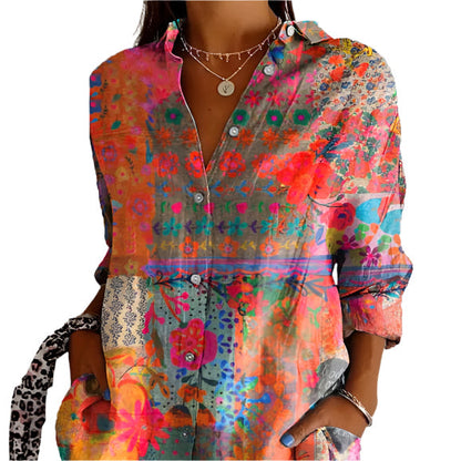 Bloemen blouse dames lange mouw