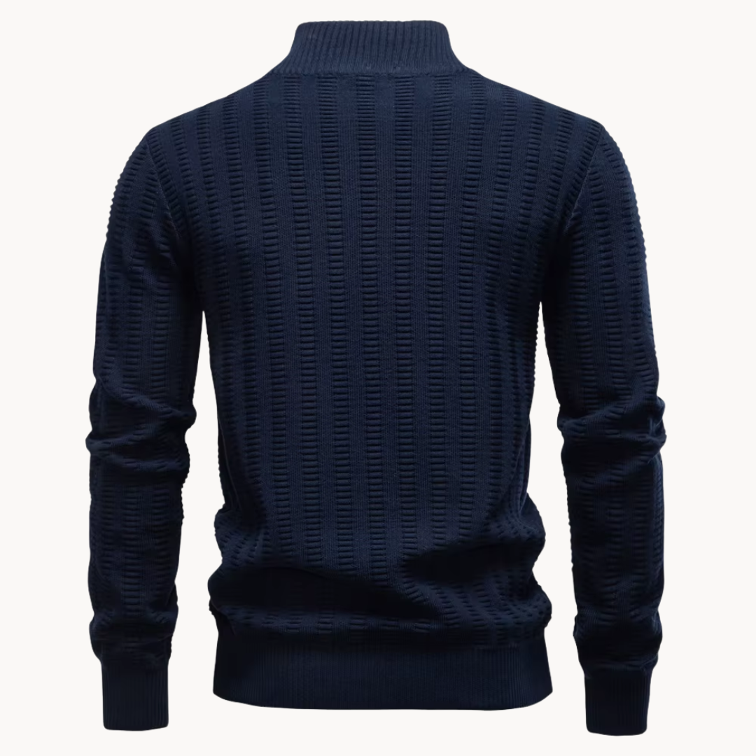 Heren Trui Katoen Quarter-Zip met Textuur Warm en Comfortabel
