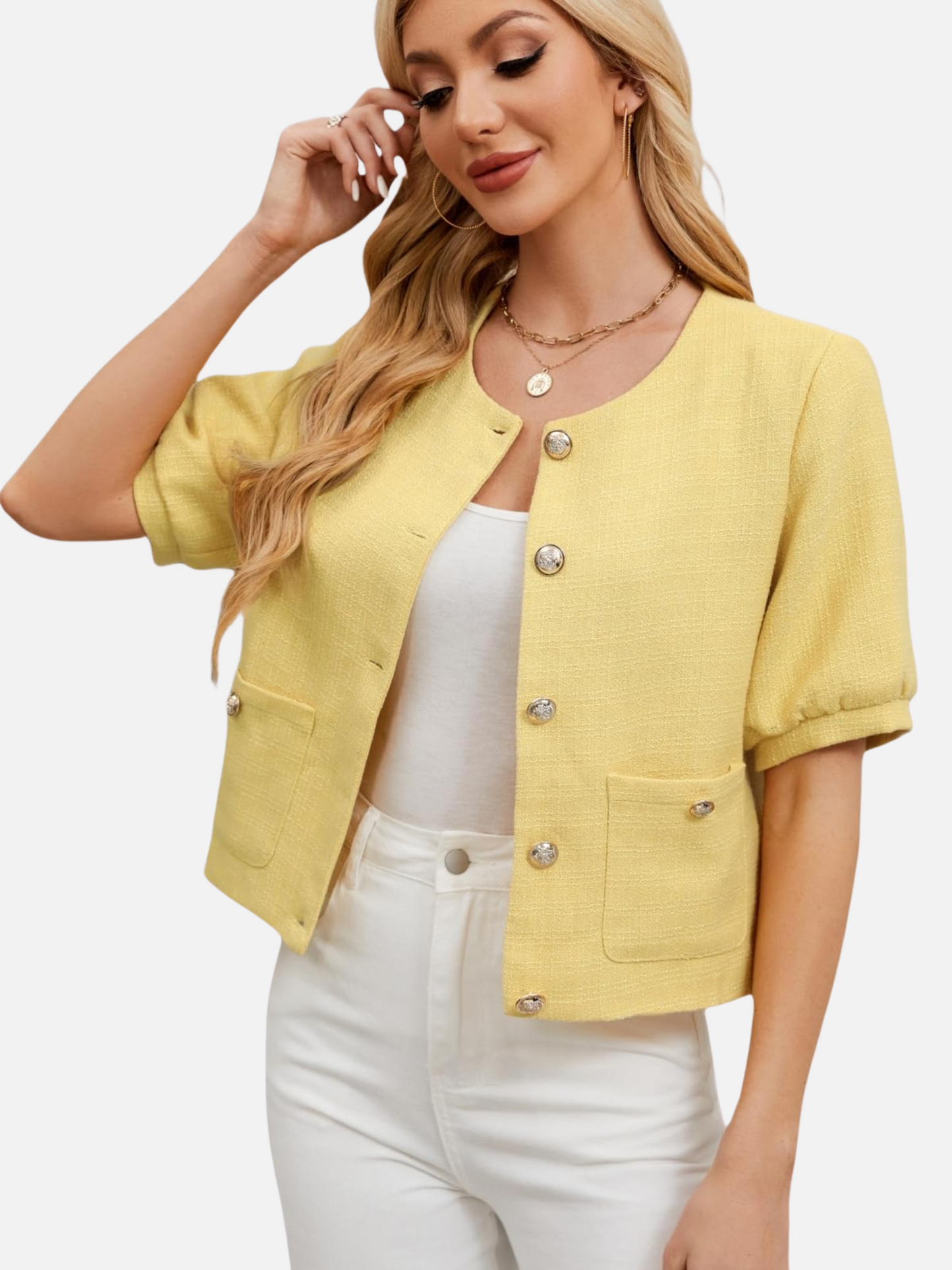 Dames Cropped Jasje Tweed Stijlvol