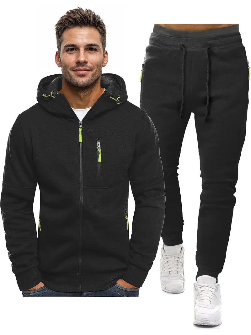 Heren Trainingspak 2-Delig - Sportieve Jogging Outfit met Lange Mouwen