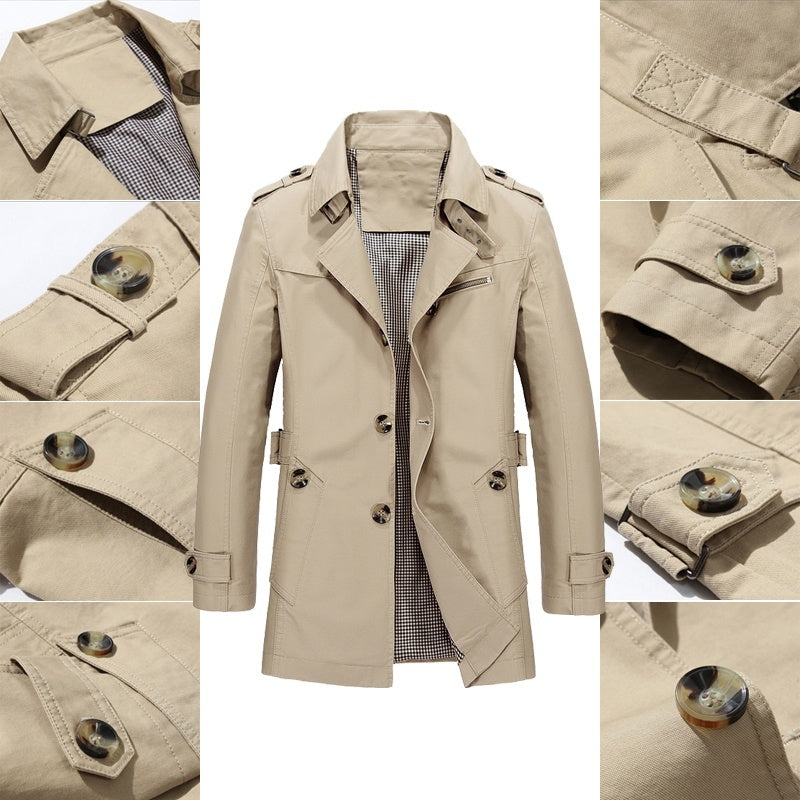 Elegante Lange Lederen Jas