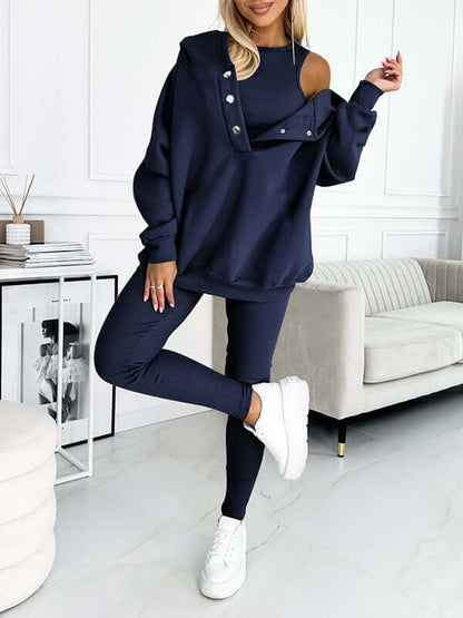 Dames Hoodie Set Fleece - Comfortabele Trui met Broek