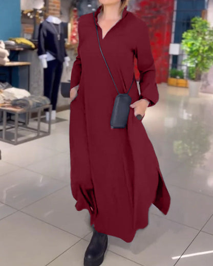 Lange Jurk Comfortabel Met Splitten