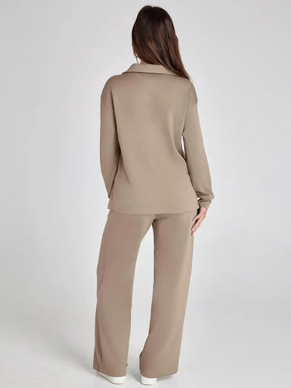 Dames Sweater Set met Wijde Broek - Zacht en Warm voor Herfst en Winter