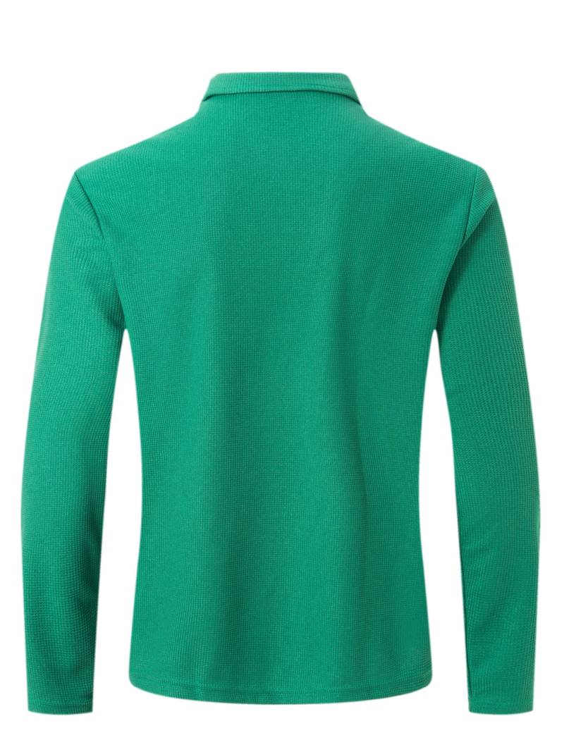 Heren Wafelshirt Lange Mouwen V-Hals Casual Kleding