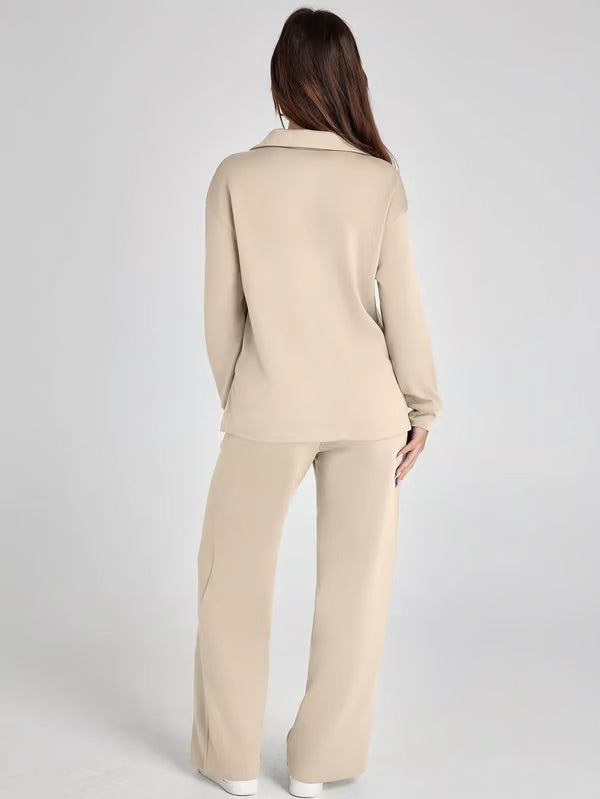 Dames Sweater Set met Wijde Broek - Zacht en Warm voor Herfst en Winter