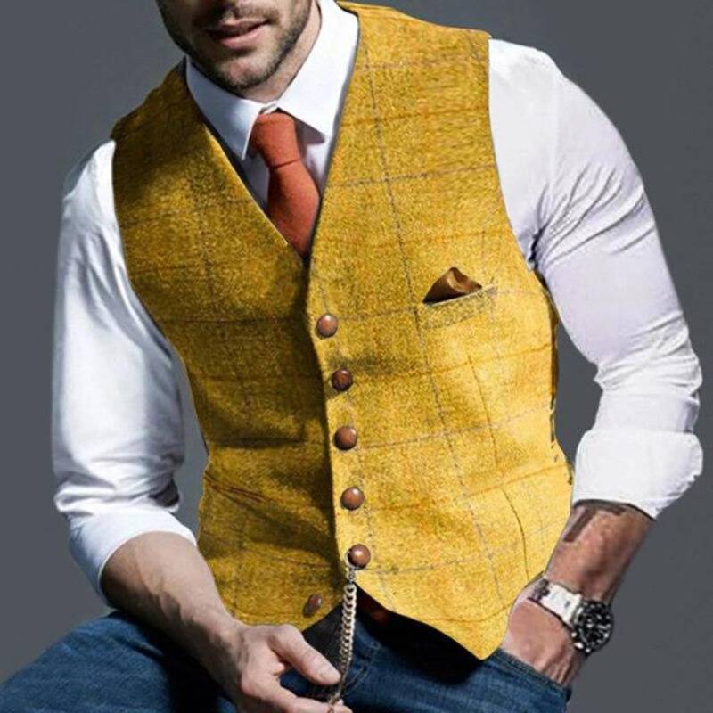 Gilet Heren Geruit Elegant Modern Design