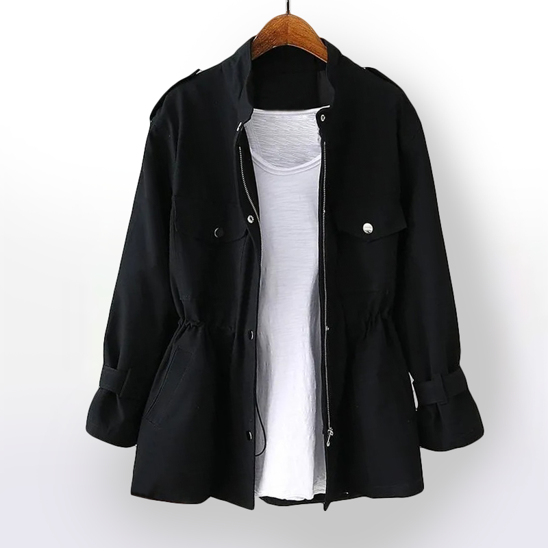 Dames Trenchcoat van Luxe Stof Stijlvol en Elegante Look