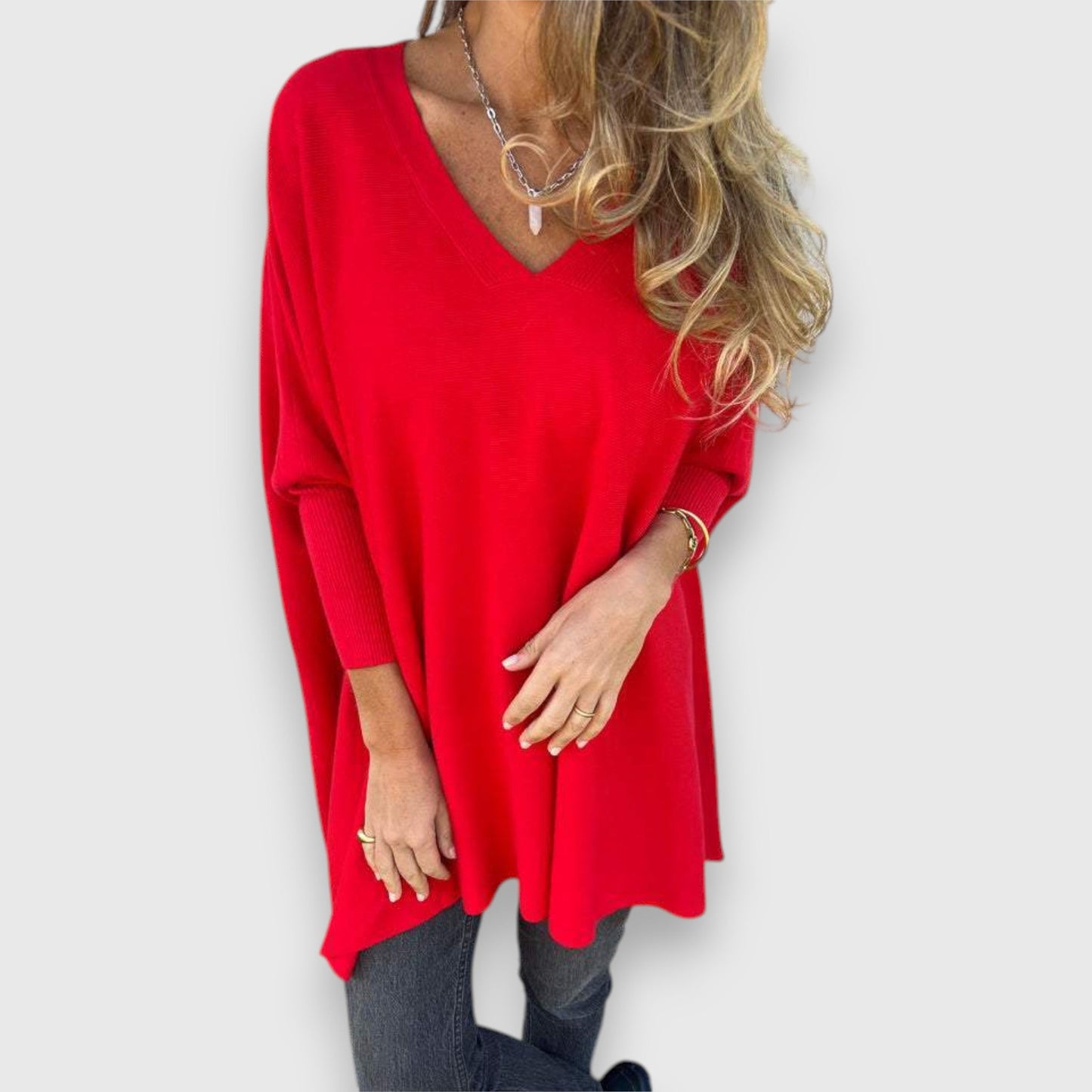 Dames Oversized V-hals Comfortabele Pasvorm