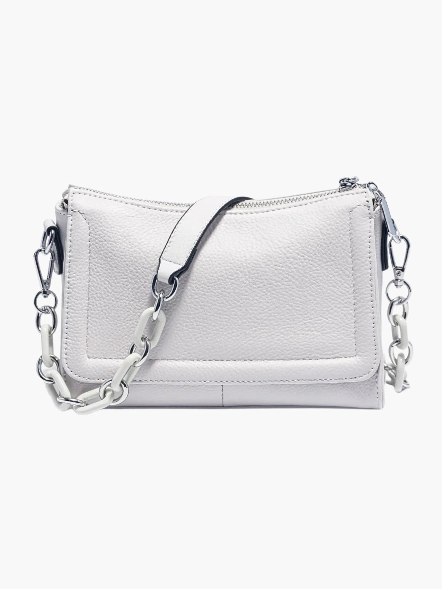 Leren Schoudertas voor Dames Wit Stijlvol Elegant