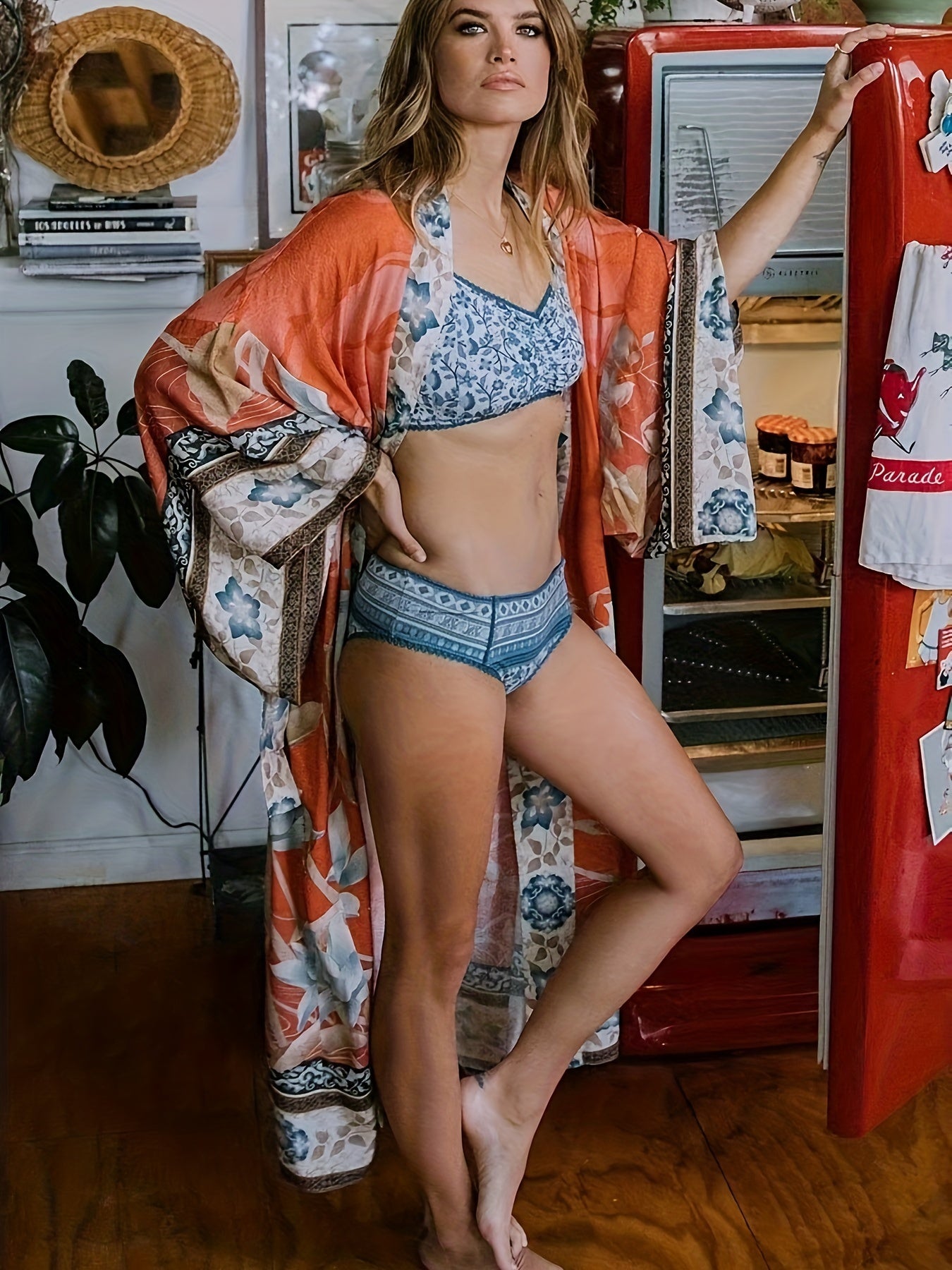 Maxi Kimono Dames Bloemenprint Zomerjurk