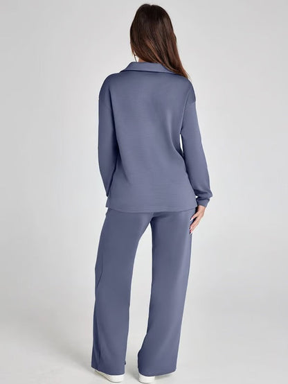 Dames Sweater Set met Wijde Broek - Zacht en Warm voor Herfst en Winter