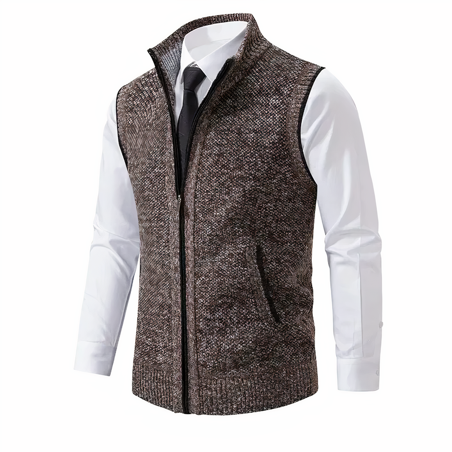 Heren Gilet Gebreid met Zakken en Rits Sluiting - StudioMarella
