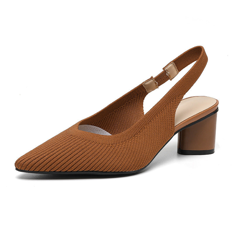 Slingback Hakken Puntneus Blokhak Damesschoenen