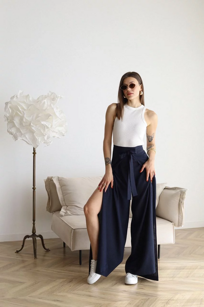 Linnen Pantalon Wijd Model voor Vrouw
