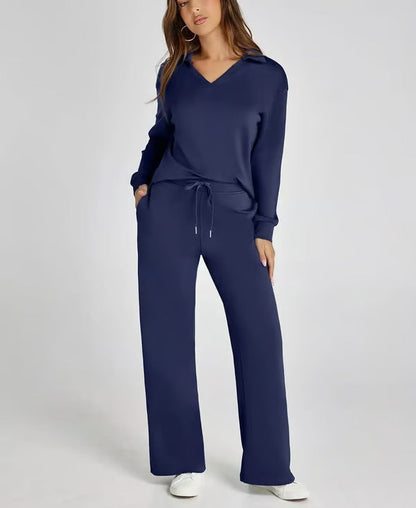 Dames Sweater Set met Wijde Broek - Zacht en Warm voor Herfst en Winter