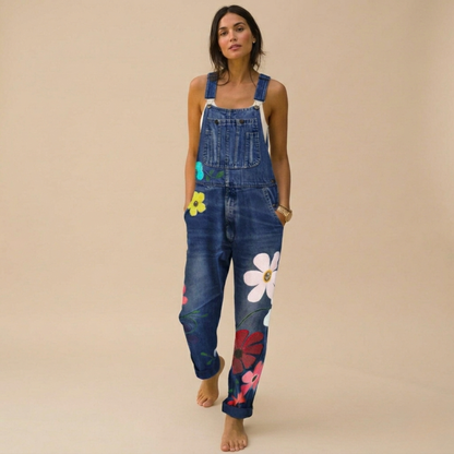Bloemenprint Jumpsuit Denim voor Vrouw