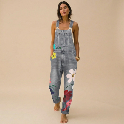 Bloemenprint Jumpsuit Denim Vrouwelijk Model