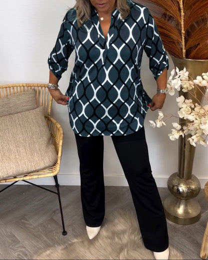 Dames Blouse Casual Lange Mouw Comfortabele Pasvorm