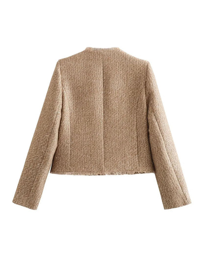 Dames Tweed Jasje Klassiek Warm Elegant Slim Fit