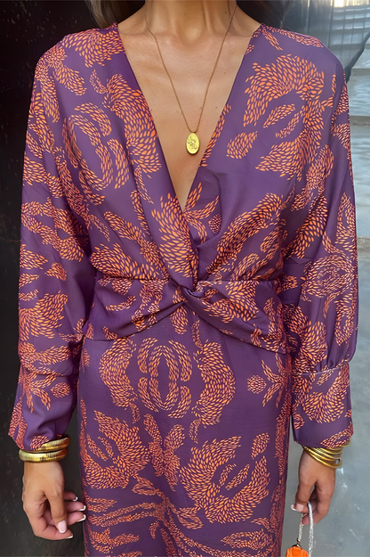 Maxi Jurk voor Dames met V-Hals en Knoopdetails