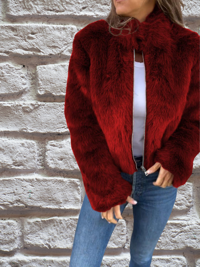 Dames Velvet Jas Warm en Zachte Pluche Stof voor Herfst en Winter